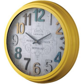ساعت دیواری فلزی لوتوس 16012 زرد