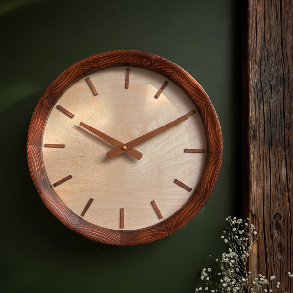 ساعت دیواری چوبی دست ساز مدل 167