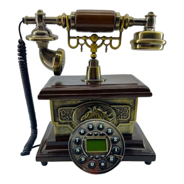 تلفن رومیزی چوبی سلطنتی مدل 4110، تلفن بی‌نظیر با شماره گیر دکمه ای، تلفن سنتی و خاص و نوستالژی، وسیله کلیدی برای تزیین دکور منزل