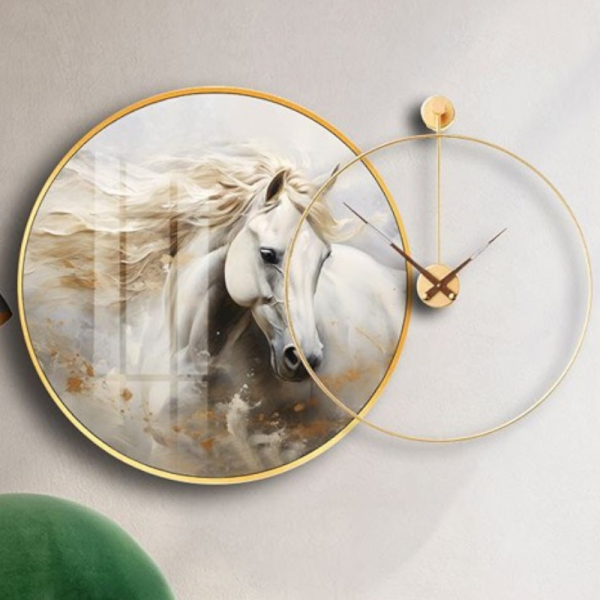 ساعت دیواری مدرن مدل کاسپر کد 2820، ساعت دیواری دایره ای شکل و خلاقانه استیل و شیشه با چاپ مستقیم روی شیشه، ساعت دیواری خاص و زیبا با موتور آرامگرد مناسب اتاق خواب و سالن پذیرایی