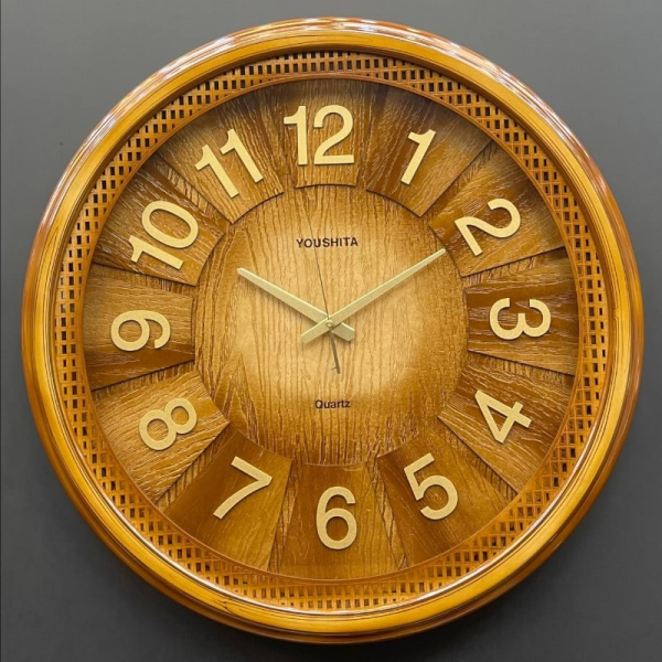  ساعت دیواری چوبی مدل باروک، ساعت دیواری مدرن در چهار سایز، متریال چوب و رنگ قهوه ای روشن، موتور ساخت تایوان، سایز 55| کد R55