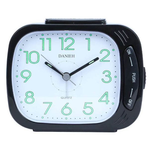 ساعت رومیزی دانیه، ساعت رومیزی فانتزی دارای آلارم، با قاب پلاستیک، تغذیه با باتری قلمی، ساعتی با تکنولوژی کوارتز| کد 908