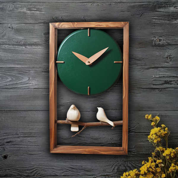 ساعت دیواری چوبی دست ساز مدل 154