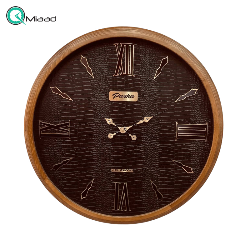 ساعت دیواری پاشا با چوب طبیعی سایز 85 مدل  852 صفحه قهوه ای
