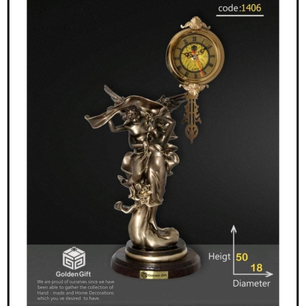 مجسمه ساعتی کد 1406، سایز 50x18 سانتی متر، دارای ساعتی کوچک برای نمایش و اطلاع از زمان	