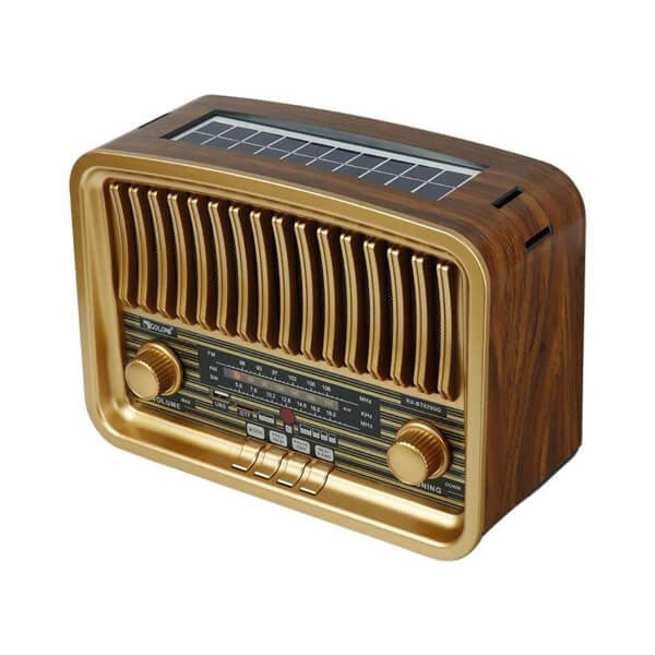 رادیو کلاسیک، اسپیکر بلوتوثی قابل حمل، رادیو طرح قدیمی فلش خور، رادیو با قابلیت پخش موزیک و صدا| رنگ طلایی‌ قهوه‌ای مدل RX-BT929SQ