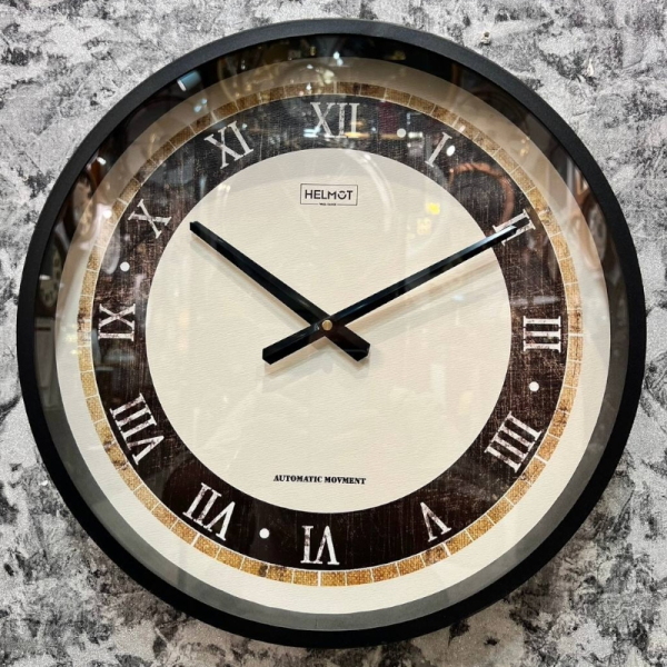  ساعت دیواری هلموت کد 4012، ساعت دیواری مدرن با طراحی مینیمال با زه فلزی رنگ استاتیک، سایز 45 سانتی متر، موتور میتسو با 5 سال ضمانت هلموت
