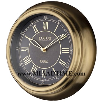 ساعت دیواری لوتوس فلزی طلایی زیتونی کد ALEX M-4003