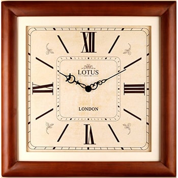 ساعت دیواری چوبی مربع لوتوس مدل 391