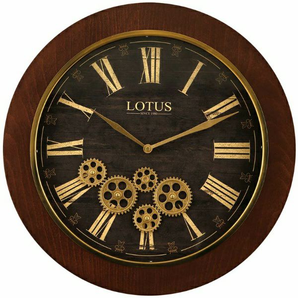 ساعت دیواری چوبی چرخ دنده ای لوتوس مدل 400404