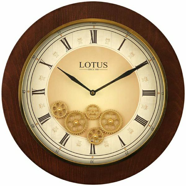 ساعت دیواری چوبی چرخ دنده ای لوتوس مدل 400405