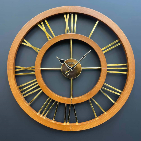 ساعت دیواری کایروس، ساعت دیواری کایروس با ترکیب چوب و فلز، موتور تایوانی، طراحی لوکس و مدرن، کد k060