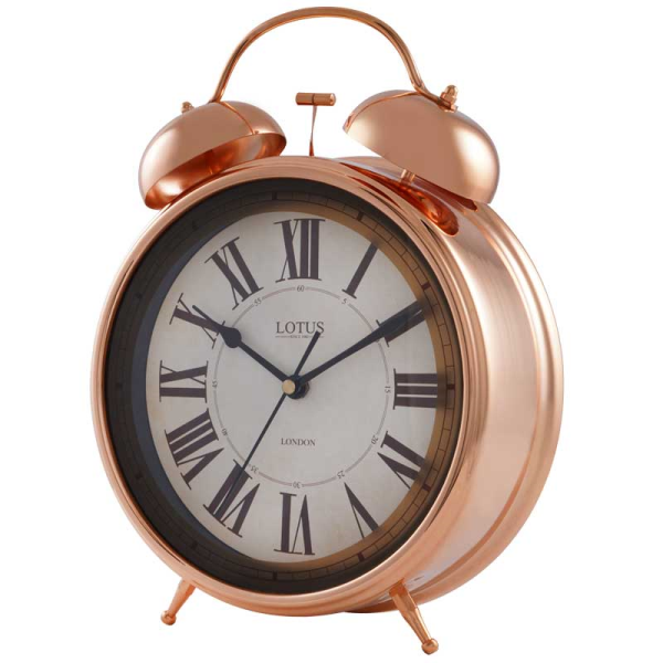 ساعت رومیزی لوتوس، ساعت رومیزی فلزی آبکاری لوتوس مدل بلمونت، طرح زیبا و نوستالژی، رنگ رزگلد، کد BS-700