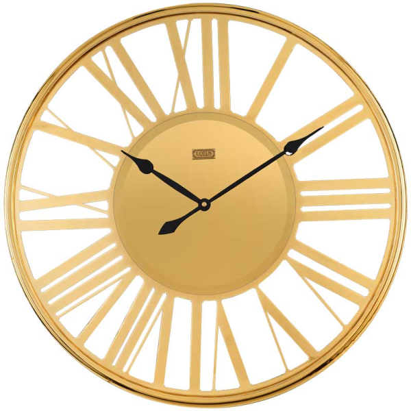 ساعت دیواری فلزی لوتوس، ساعت دیواری مدرن و مینیمال فلزی با طراحی خاص قطر 60، ساعت دیواری آبکاری شده با موتور آرامگرد، رنگ طلایی | مدل 18027