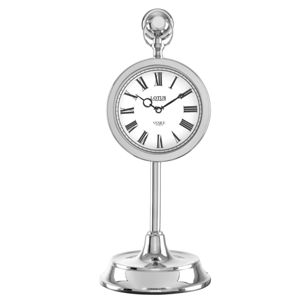 ساعت رومیزی فلزی لوتوس مدل TC-809، ساعت رومیزی فلزی مدل WINOLA،  آبکاری باکیفیت بدنه با رنگ نقره ای