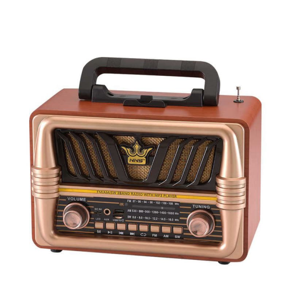رادیو شارژی کلاسیک، رادیو شارژی قابل حمل با قابلیت های فوق العاده، دارای سه رنگ، دکوری زیبا مناسب خانه و محل کار، مدل 8077