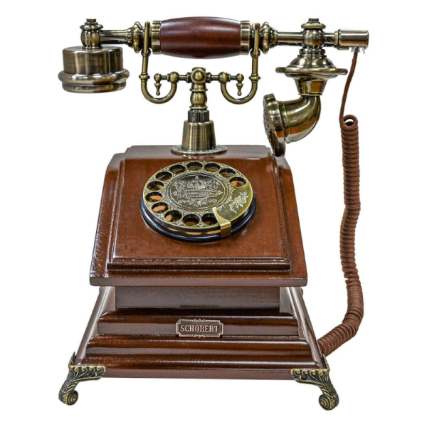 تلفن رومیزی چوبی شوبرت مدل 4402، تلفن بی‌نظیر با شماره گیر چرخشی، تلفن سنتی و خاص و نوستالژی، وسیله کلیدی برای تزیین دکور منزل