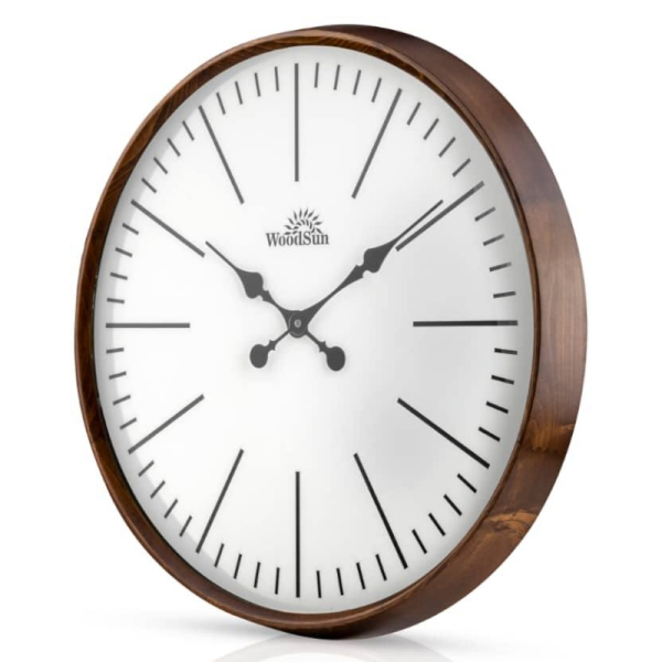 ساعت دیواری وودسان، ساعت دیواری ساخته شده با چوب طبیعی روس سبک کلاسیک، مدل کی یف، در دو سایز، رنگ قهوه ای صفحه سفید، سایز 60