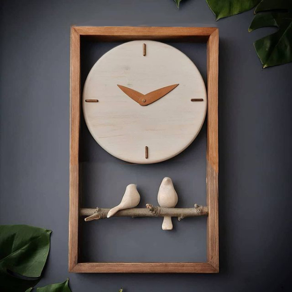 ساعت دیواری چوبی دست ساز مدل 158