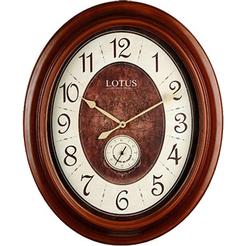 ساعت دیواری چوبی بیضی لوتوس مدل 584