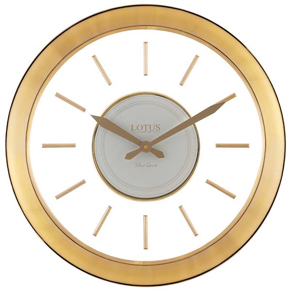 ساعت دیواری فلزی صفحه کریستالی لوتوس مدل 6069 طلایی