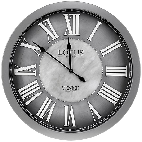 ساعت دیواری چوبی لوتوس، ساعت دیواری 60 سانتی با طراحی به سبک قدیمی، ساعت دکوری منزل، ساعت اتاق نشیمن، ساعت دیواری با اعداد برجسته رومی، ساعت دیواری اداری | رنگ طوسی (خاکستری) کد 8841