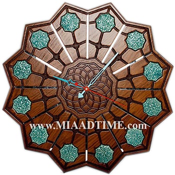 ساعت دیواری چوبی مدل شمس دوازده پر کد SA-20011