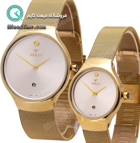ساعت ویولت زنانه کلاسیک طلایی بند حصیری صفحه سفید کد 0468/2L ساعت مچي زنانه