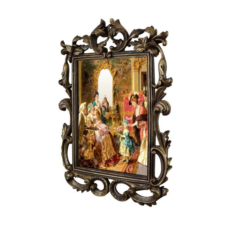 تابلو آینه ای پلی رزین لوتوس مدل GRANDMOTHERS BIRTHDAY کد PH-70017-A3 تابلو کلاسیک