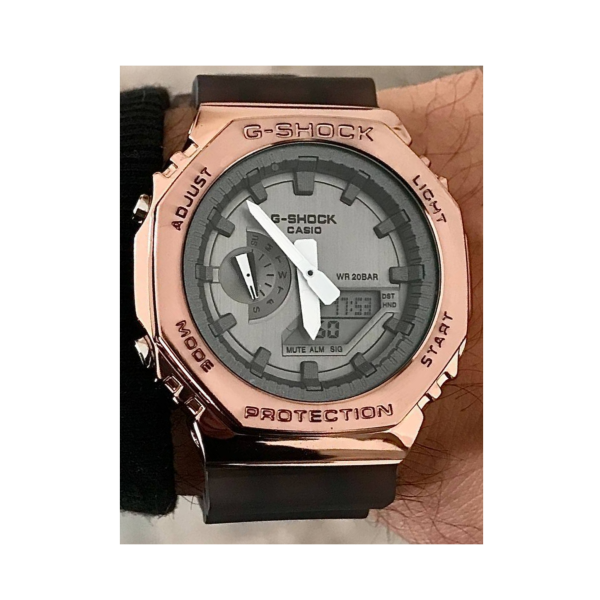 ساعت مچی مردانه جی شاک, ساعت G-Shock های‌کپی از جنس رزین سایز 41 میل با رنگ ثابت دارای کرنومتر، نور پس‌زمینه و آلارم | کد 2100