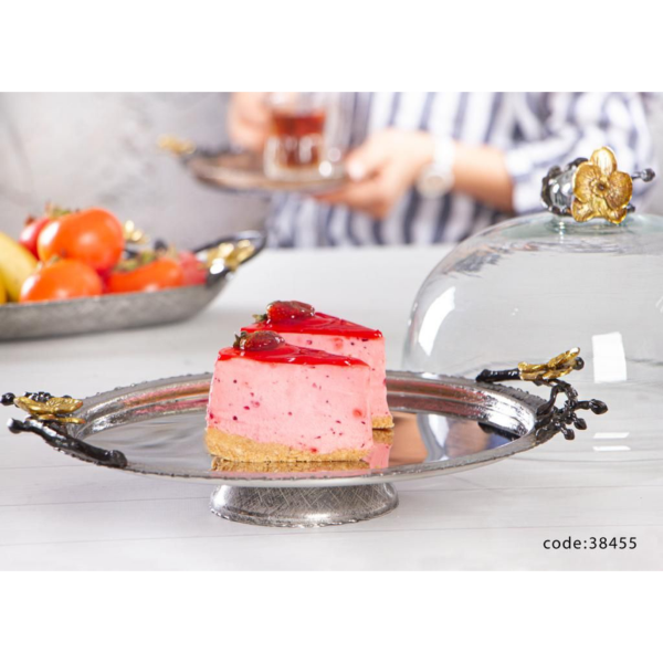شیرینی خوری سیاه قلم بنیکو، شیرینی خوری گرد با طرح خاص ، ظرف سرو تزیینی خانه| کد 38455