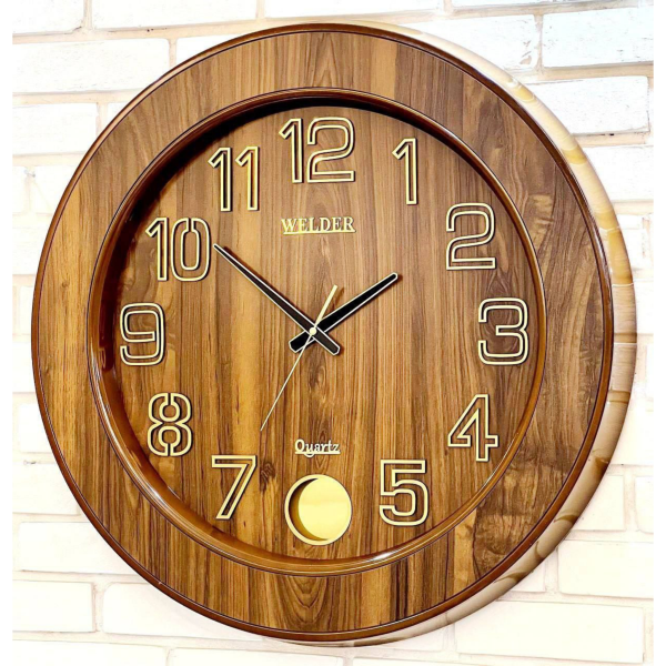ساعت دیواری ولدر Welder، ساعت دیواری سایز 70 پاندولی طرح چوبی با قاب پلاستیکی و کیفیت بالا کد 702