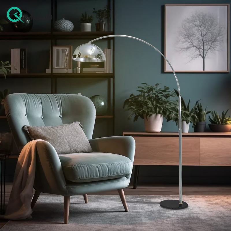 آباژور سالنی مدل 173، آباژور ایستاده مدرن و ظریف با پایه آهنی، دارای 1 سرپیچ و تنوع رنگ بندی با آبکاری فورتیک، فوق العاده با کیفیت، رنگ نقره ای خرید آباژور کلاسیک و شیک