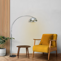 آباژور سالنی مدل 173، آباژور ایستاده مدرن و ظریف با پایه آهنی، دارای 1 سرپیچ و تنوع رنگ بندی با آبکاری فورتیک، فوق العاده با کیفیت، رنگ نقره ای آباژور والتر چوبی