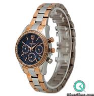 ساعت مچی رومانسون مردانه کرنوگراف گرد فلزی دو رنگ رزگلد صفحه سرمه ای کد 5079 ساعت مچی مردانه مارک دار