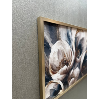 تابلو دکوراتیو شاین کد 1975، تابلو دکوراتیو با تصویر لمینت شاینی وارداتی، متریال پی وی سی قاب، تابلو زیبا و جذاب با کیفیت فوق العاده و قابل شستشو، طرح انتزاعی گل های سفید  تابلو کلاسیک