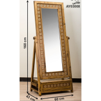 آینه ایستاده چاتمه کشو دار مدل لوتوس کد AY03008، آینه قدی بسیار زیبا با قاب چوبی روسی و دارای یک کشو چوبی، رنگ طلایی دکوراسیون