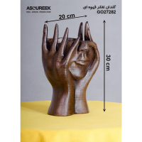 گلدان تفکر مدل GO27282، گلدان تزیینی و دکوری با طراحی ساده و زیبا و همینطور خلاقانه، طرح صورت و دست و نماد تفکر، رنگ قهوه ای  آسوریک