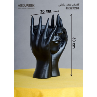 گلدان تفکر مدل GO27284، گلدان تزیینی و دکوری با طراحی ساده و زیبا و همینطور خلاقانه، طرح صورت و دست و نماد تفکر، رنگ مشکی  آسوریک