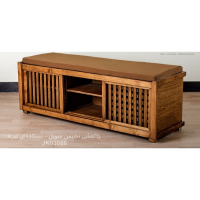 جاکفشی نشیمن مدل سویل کد JK03066، جاکفشی با طراحی سنتی، دارای طبقه های برای نگهداری کفش و جزییات مربوطه، رنگ رویه نسکافه ای تیره  دکوراسیون