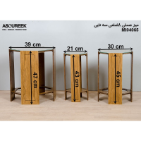 میز عسلی چوبی مدل M104065، میز عسلی چوبی 8 ضلعی سه تایی، میز عسلی مدل با طراحی کلاسیک میز عسلی چوبی