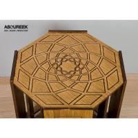 میز عسلی چوبی مدل M104065، میز عسلی چوبی 8 ضلعی سه تایی، میز عسلی مدل با طراحی کلاسیک میز عسلی 3 تکه