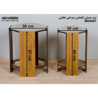 میز عسلی چوبی مدل M104067، میز عسلی چوبی 8 ضلعی دو تایی، میز عسلی مدل با طراحی کلاسیک، رنگ طلایی میز عسلی چوبی