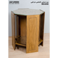 میز عسلی چوبی مدل M104069، میز عسلی چوبی 8 ضلعی دو تایی، میز عسلی مدل با طراحی کلاسیک میز عسلی 3 تکه