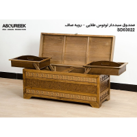 صندوق چوبی مدل SD03021، صندوق سبد دار مدل لوتوس طلایی، رویه قوس جهیزیه