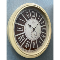 ساعت دیواری باروک مدل 1660 k، ساعت دیواری کلاسیک با تنوع رنگ بندی، جزییات کلاسیک و ساده، موتور ساخت تایوان و ثانیه شمار مستقل، ترکیب رنگ کرم قهوه ای، سایز 60  موتور