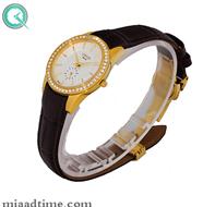 ساعت مچی سیتیزن زنانه زیرثانیه گرد چرمی طلایی صفحه سفید مدل 6214L ساعت مچی دخترانه مارک دار