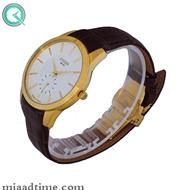 ساعت مچی سیتیزن مردانه زیرثانیه گرد چرمی طلایی صفحه سفید مدل 6214M ساعت مچی مردانه بند چرمی سیتیزن