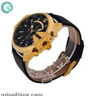 ساعت مچی دیزل مردانه کرنوگراف گرد چرمی طلایی صفحه مشکی مدل DZ-4309 قیمت ساعت دیزل شاخدار