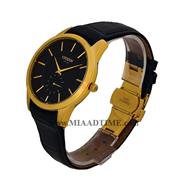 ساعت مچی سیتیزن مردانه زیرثانیه گرد چرمی طلایی صفحه خاکستری مدل 6214G ساعت مچی مردانه